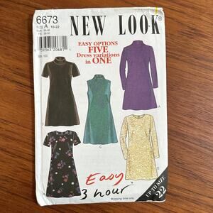 UNCUT New Look Pattern 6673 Dresses Size 10-22